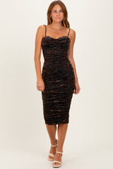 Forest Green Ruching Midi Dress