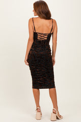 Forest Green Ruching Midi Dress