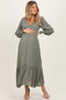Dusty Olive Swiss Dot Button Down Maternity Maxi Dress