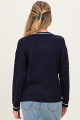 Navy Chunky Cable Knit Maternity Sweater