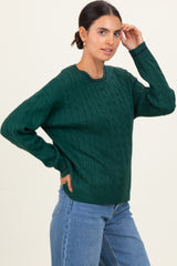Green Chunky Cable Knit Sweater