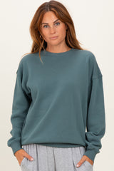 Dusty Jade  Fleece Crew Neck Relaxed Fit Sweatshirt