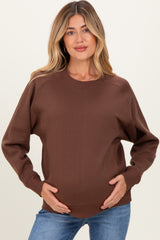 Brown Fleece Maternity Sweatshirt