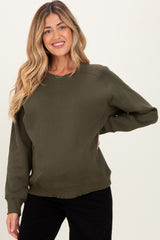 Dark Olive Fleece Maternity Sweatshirt