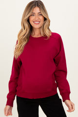 Burgundy Fleece Maternity Sweatshirt