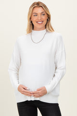Ivory Mock Neck Exposed Seam Maternity Sweater
