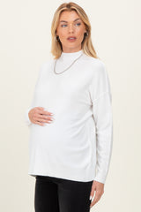 Ivory Mock Neck Exposed Seam Maternity Sweater