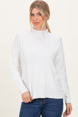 Ivory Mock Neck Exposed Seam Maternity Sweater