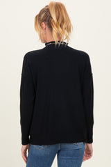 Black Mock Neck Exposed Seam Maternity Sweater