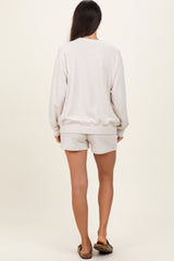 Beige Pullover & Shorts Set