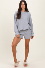 Heather Grey Pullover & Shorts Set