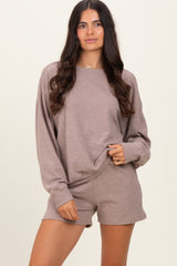 Mocha Maternity Pullover & Shorts Set