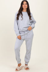 Heather Grey Fleece Long Sleeve Pullover & Jogger Set
