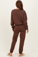 Brown Fleece Long Sleeve Pullover & Jogger Set