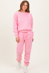 Pink Fleece Long Sleeve Pullover & Jogger Set