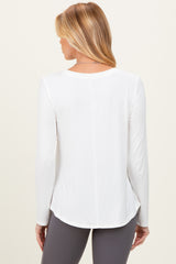 Ivory Flowy Round Hem Maternity Long Sleeve Top