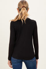 Black Flowy Round Hem Maternity Long Sleeve Top