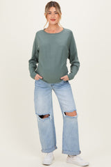 Light Blue Open Knee Cuffed Boyfriend Fit Maternity Jeans