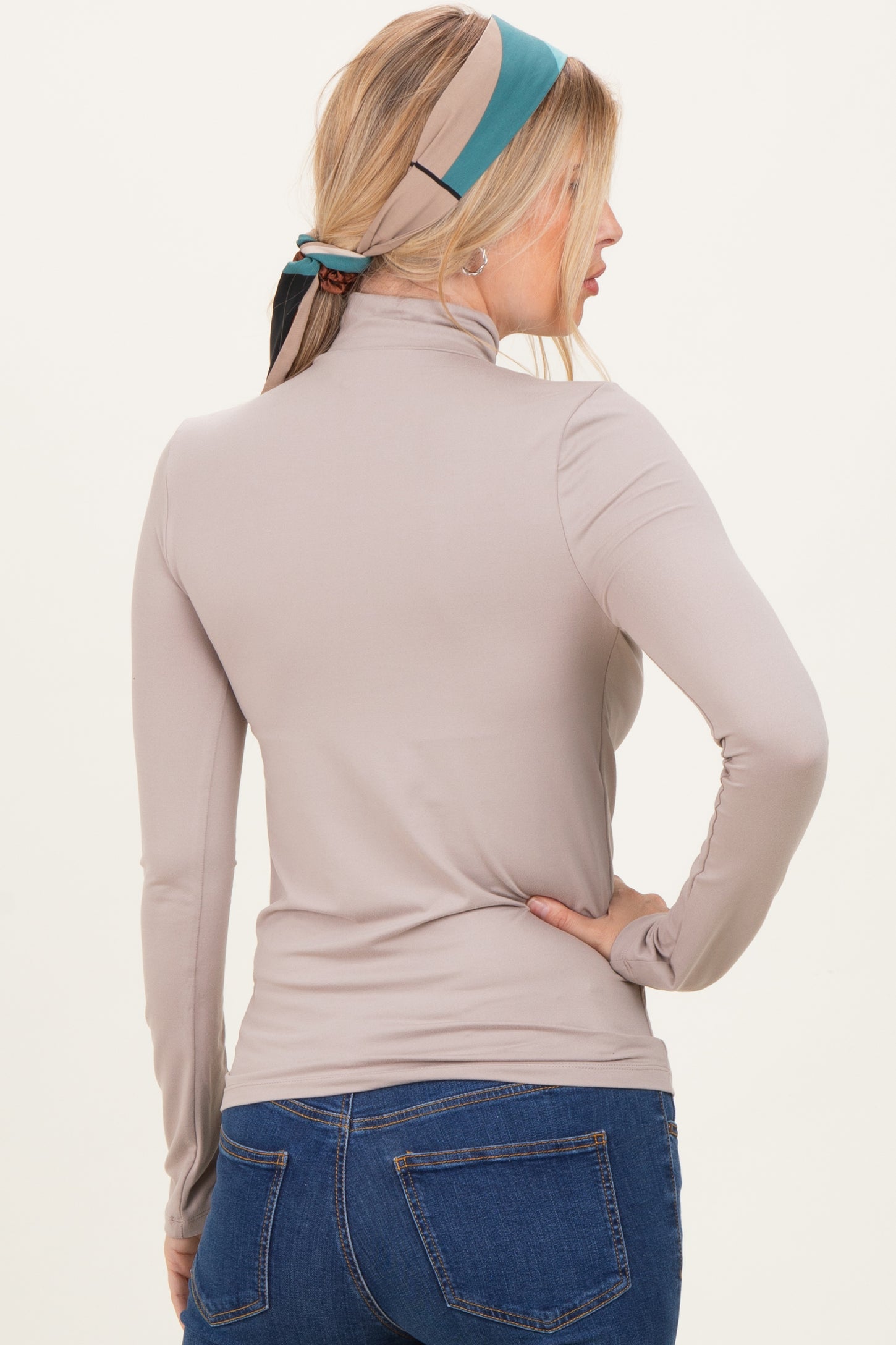 Taupe Mock Neck Top