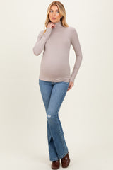 Taupe Maternity Mock Neck Top