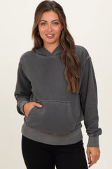 Charcoal Soft Fleece Maternity Pocket Hoodie
