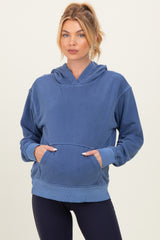 Navy Soft Fleece Maternity Pocket Hoodie