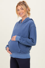 Navy Soft Fleece Maternity Pocket Hoodie