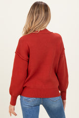 Rust Wide Neck Drop Shoulder Maternity Sweater