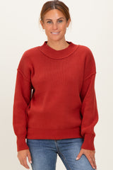Rust Wide Neck Drop Shoulder Maternity Sweater