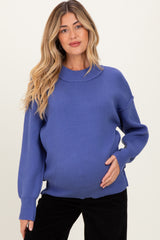 Purple Wide Neck Drop Shoulder Maternity Sweater