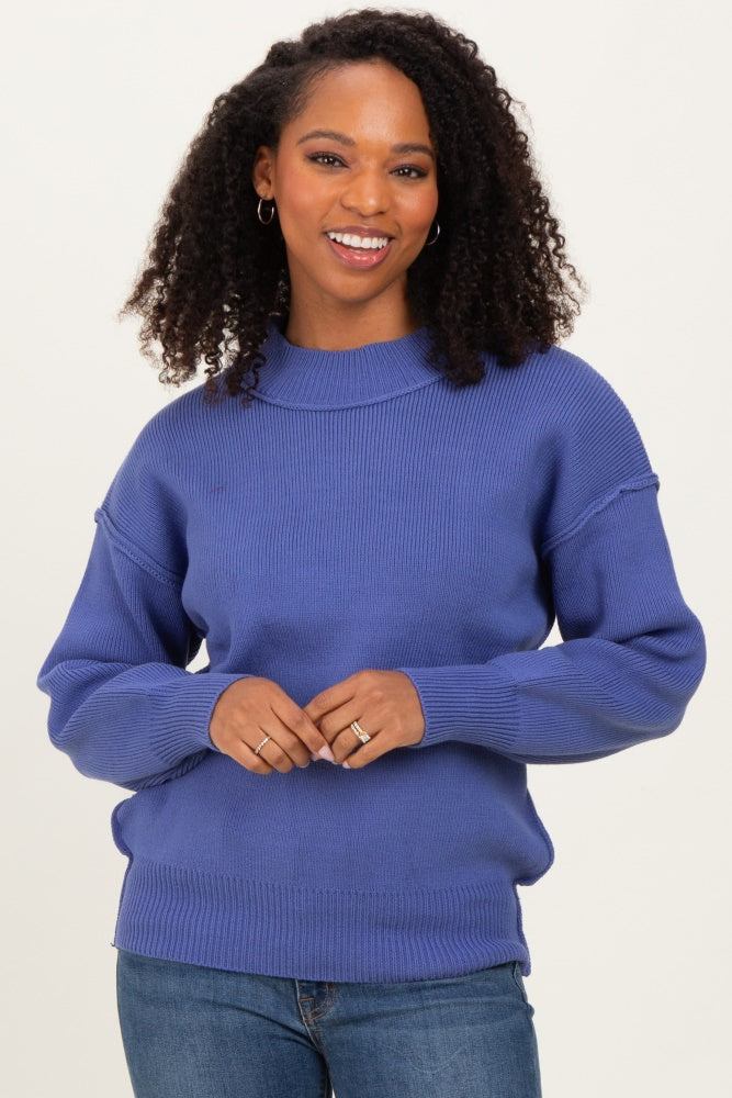 Purple Wide Neck Drop Shoulder Sweater
