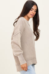 Mocha Washed Side Slit Oversized Sweater