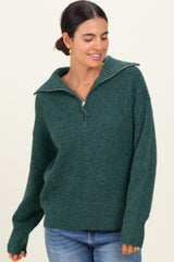 Green Half Zip Pullover Sweater