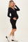 Black Ribbed Long Sleeve V-Neck Wrap Maternity Midi Dress