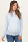 Light Blue Thumbhole Sleeves Mock Neck Lace Maternity Top