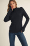 Black Thumbhole Sleeves Mock Neck Lace Top