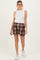 Brown Button-Front Plaid Maternity Boxer Shorts