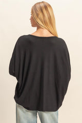 Black Relaxed Fit Dolman Long Sleeve Top