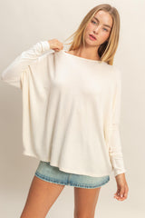 Cream Relaxed Fit Dolman Long Sleeve Top