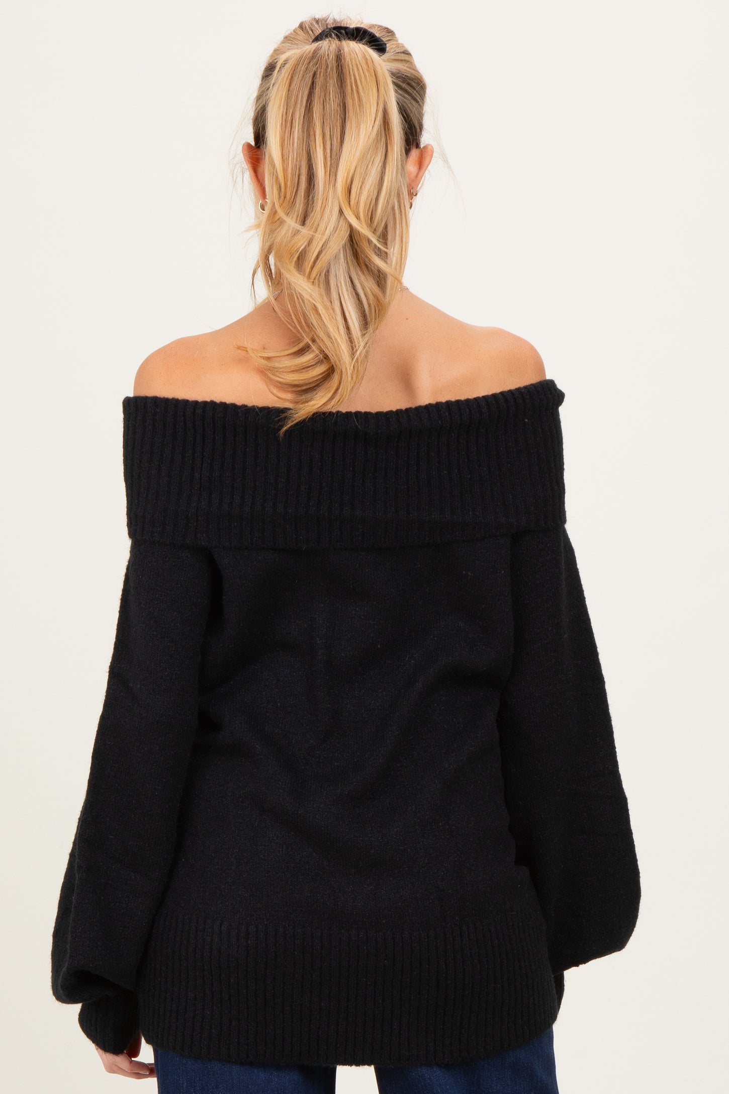 Black Off Shoulder Maternity Sweater