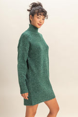 Green High Neck Sweater Mini Dress