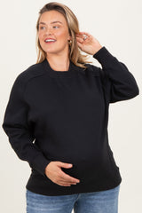 Black Pullover Terry Maternity Plus Crewneck