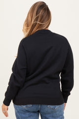 Black Pullover Terry Maternity Plus Crewneck