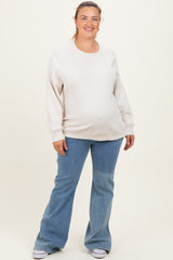 Ivory Pullover Terry Maternity Plus Crewneck