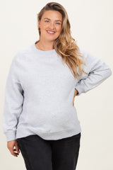 Heather Grey Pullover Terry Maternity Plus Crewneck