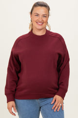 Burgundy Pullover Terry Maternity Plus Crewneck