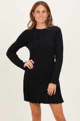 Black Wide Rib Maternity Mini Sweater Dress
