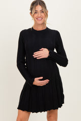 Black Wide Rib Maternity Mini Sweater Dress