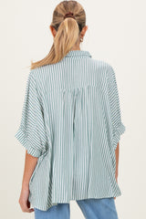 Forest Green Striped Button Up Dolman Maternity Top