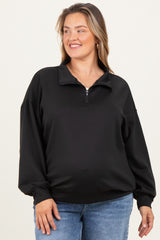 Black Half Zip Maternity Plus Pullover